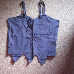 Purple Button Up Tank Top with Embroidery!